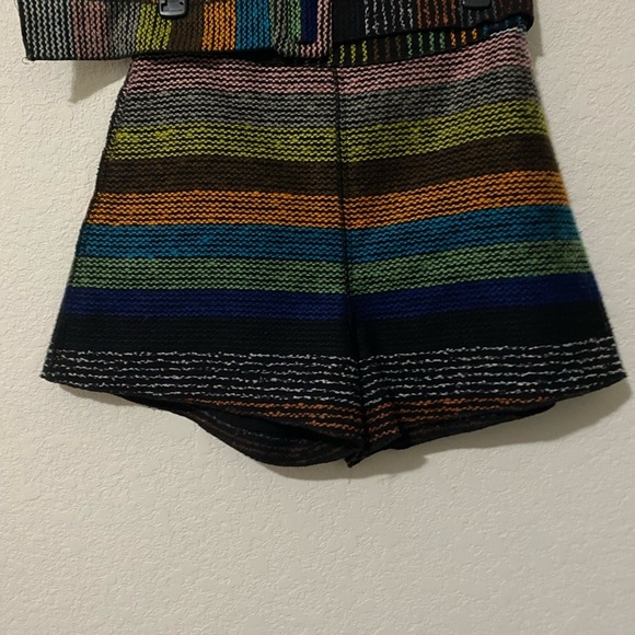 N/Nicholas Textured Horizontal Multicolor Striped Knit Belted Retro Shorts Sz 4 - Picture 3 of 13